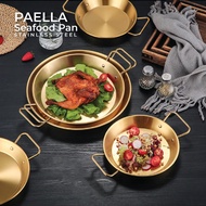 Wok/ Pan Spanish Seafood Pan 26cm 28cm 30cm Gold/Silver Stainless Steel Multifunction