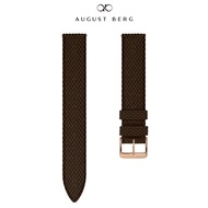 August Berg Dark Brown Perlon Rose Gold Buckle Watch Strap
