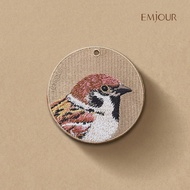 EMJOUR Double-Sided Embroidery Charm-Sparrow|Souvenir Gift Bird Key Ring Bag Accessories Decoration 