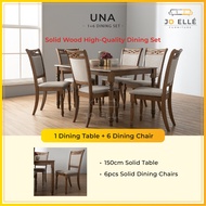 Jo ELLE – Una 1+6 Solid Wood Dining Set / Meja makan 6 kerusi / 餐桌