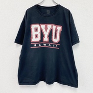 Used RUSSELL BYU Brigham Young University short sleeve printed T-shirt with college logo in black