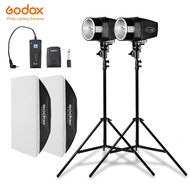 Godox 360Ws 2x ชุดไฟแฟลชแฟลชสตูดิโอ K-180A พร้อมทริกเกอร์ RT-16 + ซอฟต์บ็อกซ์2X50X70ซม. + ขาตั้งหลอด