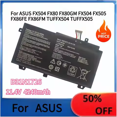 11.4V 48wh B31N1726 Laptop Battery For Asus FX504GD,FX504GM FX80GM FX86FM FX86FE FX504GE FX505 TUF56