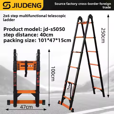 Stable Jiudeng Multi functional telescopic ladder and zigzag ladder aluminum alloy folding ladder ho