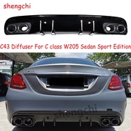 W205 C43 Style Rear Bumper Diffuser For Mercedes Benz C Class W205 Sedan 2015-2021 Sport Edition Dif