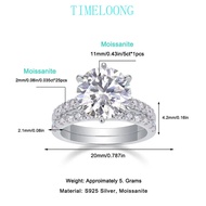 D Color 11MM 3EX Cut Moissanite Diamond Ring For Women Wedding 925 Silver Jewelry Gift