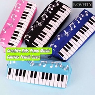 Creative Kids Piano Music Cartoon Canvas Pencil Case Bekas Kotak Pensil Box Pensel Cantik Kanak Buda