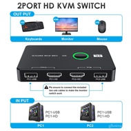HD KVM Switch Keyboard Moe Printer KVM Switcher Box Plug and Play B Switcher Splier Display Equipment for 2 PC Sharing
