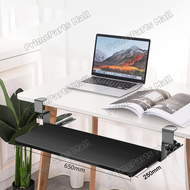 แผ่นขยายโต๊ะ ที่วางคีย์บอร์ด ไม่ต้องเจาะรู เสียงเงียบ การจัดเก็บรางได้ง่าย แข็งแรงสวยงาม Keyboard tr