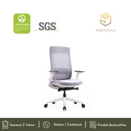Kursi Kantor Direktur Ergonomis I Office Chair I Kursi Kantor I Nirmana Prague Mid Back Warna Putih 
