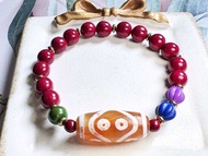 Tibetan Dzi Beads Eight Eyed Dzi Beads 藏传老矿八眼天珠 27.6x12mm