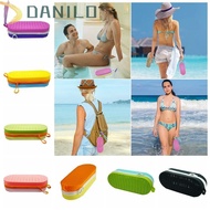 DANILO1 Swim Goggle Case, Waterproof Silicone Zipper Eyeglasses Case, Sunglasses Organizer Soft Breathable with Carabiners Sun Glasses Storage Box Swim Accessories