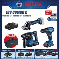 BOSCH 18V COMBO C GBH 185-LI GSB 185-LI GWS 180-LI Cordless Rotary Hammer Combi Angle Grinder GBH185