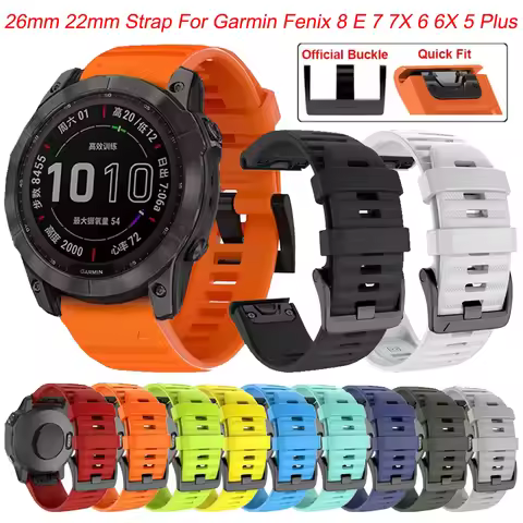 22mm 26mm Silicone Strap for Garmin Fenix 8 7X 7 Pro Solar/6X 6 Sapphire 5 5X Plus 3HR Epix Gen 2 95