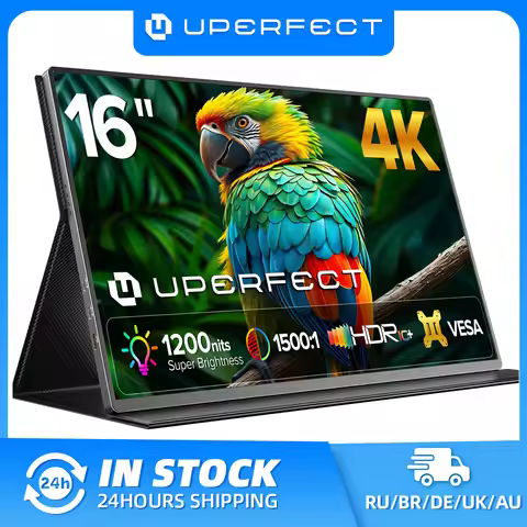 UPERFECT 4K Portable Monitor 16" 3840x2400 IPS 1500:1 1200Nits USB C HDMI Computer Gaming Display wi