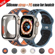 Original Silicone Band+ PC case full protective coverSport Strap For iWatch 45mm 44mm 42mm 40mm For iWatch Series 9 8 7 6 5 SE 4