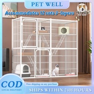 PETWELL Pet Cage 3/4 Layers Big Size Large Platform Cat House Cat Villa White for Many Cats