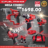 RM1698 MILWAUKEE MEGA COMBO SET M12 FPP3N-402B - M12 CH M12 FPD M12 FID 1698