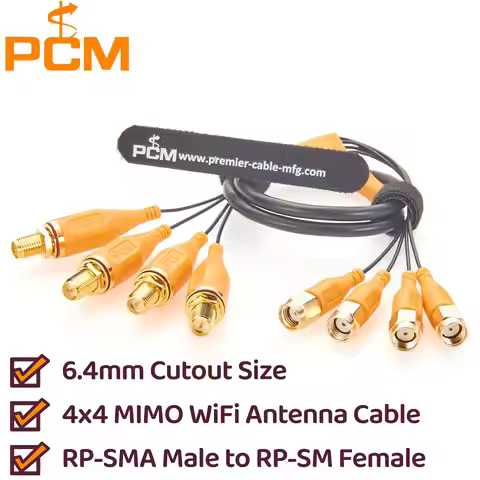 4x4 MIMO WiFi Antenna Cable RP-SMA Male to Female Panel Mount Antenna Extension Cable for 4G/5G WiFi