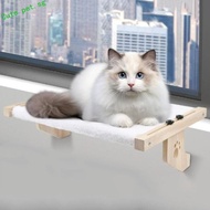 FUZOU Cat Hammock, Metal Hooks Wood Frame Cat Window Perch, Assemble No-punching Sturdy Easy To Adjust Cat Bed Seat Bedside