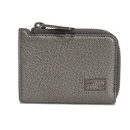 Pre-owned FENDI Cuoio Roma Zip Coin Purse in Metallic Gray with Logo, L-shaped Zipper, Compartment, 