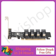 iuxishop-my U.2 PCIE Expansion Card  to Adapter X16 4 Port NVME SFF-8643/8639 Cards with LED Indicat