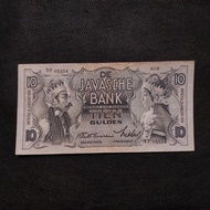 (cantik) Uang Kuno 10 Gulden Wayang ttd Waveren Tahun 1938 - TF 05554