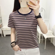 Pure Cotton Short-Sleeved T-Shirt Women Summer Fat mm Large Size Loose Slimmer Look Cover Belly Half