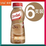 SlimFast - 英國代餐即飲奶昔(325ml x 6支裝) 拿鐵味 低卡路裡 高營養 減肥瘦身 15g蛋白質 23種維他命礦物質 健身燒脂 瑜伽 運動 飽腹感 腸道健康 平行進口 (效期: 30
