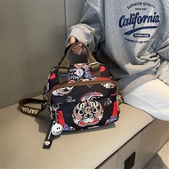 Unique National Trendy Style Clip Casual Messenger Bag Large Capacity Niche Print Commuter Bag Light