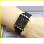 【Latest Style】 Multicolor Fossil Style Square Dial Analoq Rubber Watch with Acvtive Date for Woman