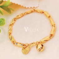 [VELLITA] Cop916 Bracelet "BULUH" 999.9 Bangkok Gold Plated Adults/Kids L:13cm-22cm <Rantai Tangan B