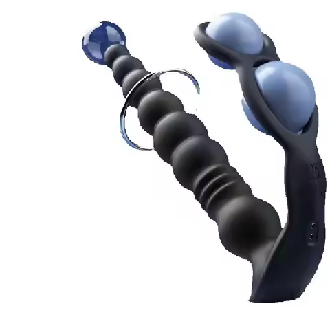 Thrusting vibrator anal bead system with wireless remote lock ring serves as a male prostate massage
