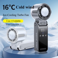Turbo Handheld Fan with TEC Cooling Effect 3600mAh Rechargeable Portable Mini Fan Digital Display Fo