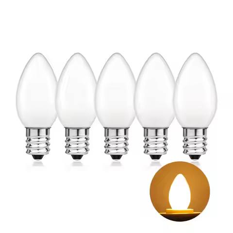 LED Candelabra Bulb C7 0.5W Milk White Glass Warm White 5W Equivalent LED Chandelier Bulb Lava Light