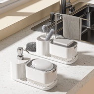 Customized manual press soap dispenser for kitchen shelves, stainless steel cloth holder, detergent dispenser, soap dispenser
