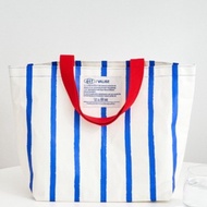 [Modern house] ETF Label Reusable Bag - Stripe Ivory Blue