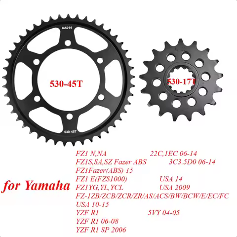 530 17T 530-45T Motor Bike Front Rear Sprocket Gear Wheel Cam for Yamaha FZ1 FZ1S 2006-2014 YZF R1 Y