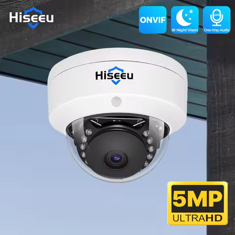 Hiseeu 5MP Vandalproof POE IP Dome Security Camera Face Detection One Way Audio Home Video Surveilla