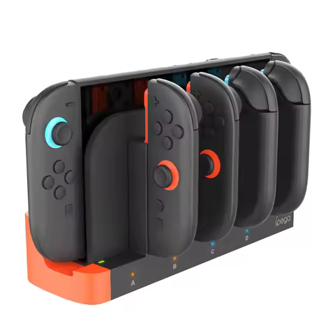 IPEGA Magnetic Charging Dock for Switch 2 GamePads (4-Port) with LED Indicators & Safety Protection 
