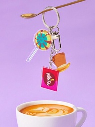 Willy Wonka and the Chocolate Factory X SHEIN 棒棒糖和帽造型吊飾女士鑰匙扣