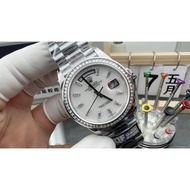 QF Log 36mm Diamond Ring Women's Watch Weekly Calendar Type Wrist Watch Kiss Daydate Natural Fritill