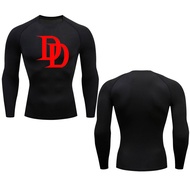 Daredevil T-shirt Compression Long Sleeve Shirt Men's Quick Dry Gym T-shirt Sun Protection Second Sk