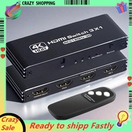 -Compatible 3 in 1 Switch Supporting IR Remote Control 4K/120Hz, 1080P/240Hz 3D, HDR for , , TV, DVD