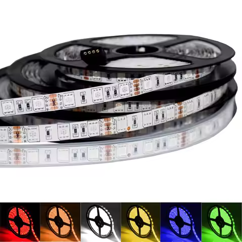 5V 12V 24V RGB Led Light Strip TV Backlight Waterproof 5050 60Led/m 5M White 5 12 24 V Volt RGB Led 