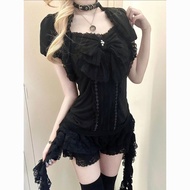 Three-Piece Set - Vintage Y2K Inspired Shorts Outfit