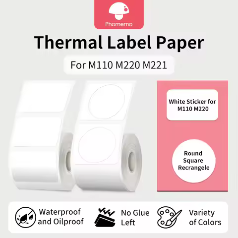 Phomemo Label Maker Paper M110 Label Adhesive Paper White Waterproof Thermal Sticker for M110 M221 M