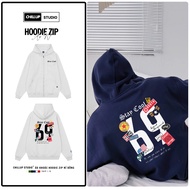 Zip Hoodie with Thick, Soft Cotton Lining, Unisex Form Printed No. 69 CHILLUP STUDIO - TC419 2-Layer