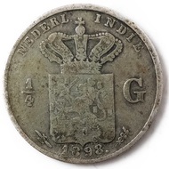 Koin kuno Perak 1/4 Gulden Willem III Tahun 1898