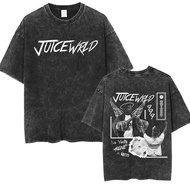 韩国 2026Rapper Juice Wrld Vintage Washed T Shirts Men Hip Hop GothicCOD JF6L